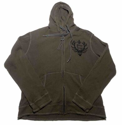 Y2K Cyber Goth Emo Thermal Zip Up Hoodie DKNY Men's Size Large AF9