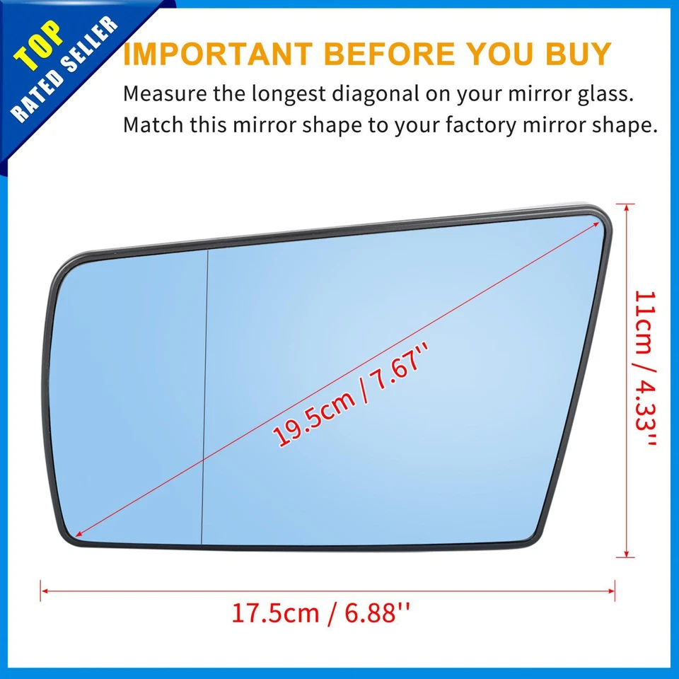 Mirror Glass Heated with Backing Plate Driver Side for Mercedes-Benz SL500 C230 - Image 3 of 4