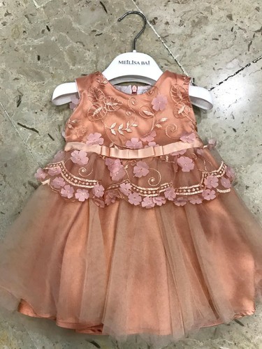 ABITO BAMBINA COLOR PESCA CERIMONIA SARAH CHOLE 6 MESI | eBay