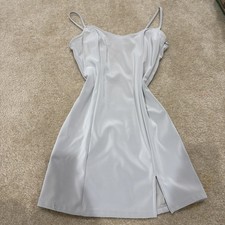 FOREVER 21 Women’s Med Mini Bodycon Gray Dress Faux Leather Slit, Zipper Straps