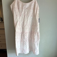 Target Roller Rabbit Floral Embroidered Cotton V-Neck Shift Dress, S White/Pink