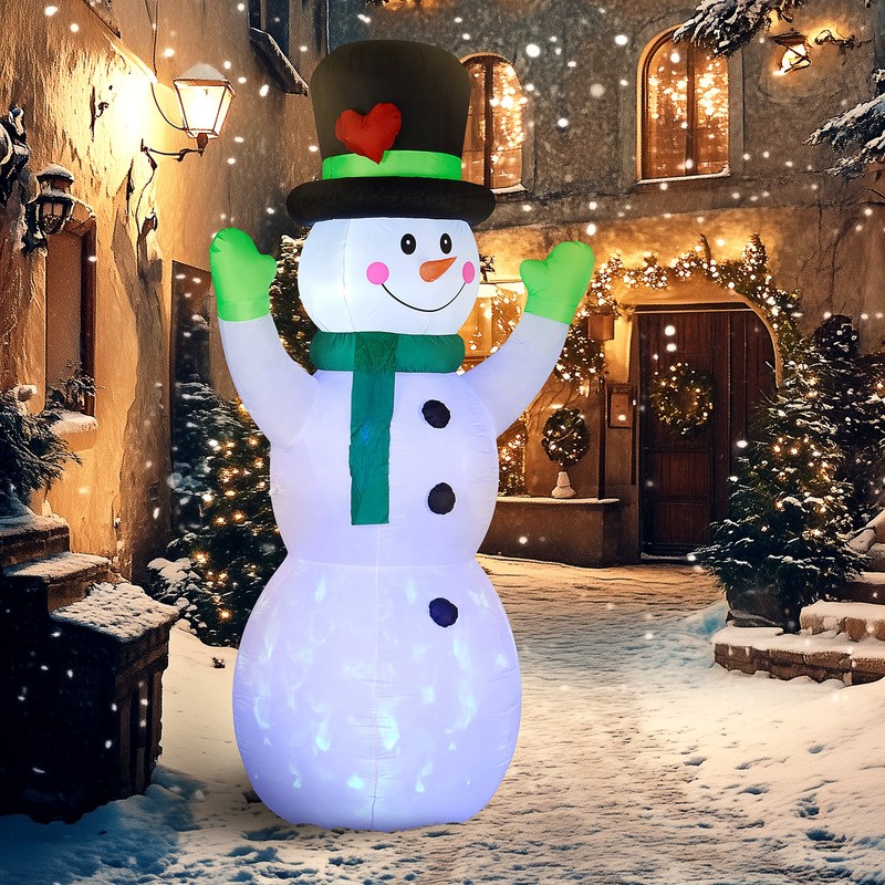 Outsunny 10FT Christmas Inflatables Cheerful Snowman in Black Hat for Yard