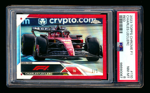 2023 Topps Chrome F1 #110 Charles Leclerc Red Refractor #2/5 PSA 8