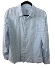 J. Crew Baird McNutt 100% Irish Linen Blue White Shirt Size M Coastal Nautical