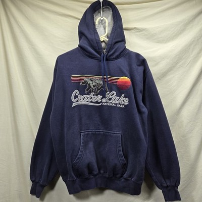 Crater Lake, Oregon National Park Navy Blue Hoodie Jacket Men's Size Medium 