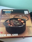 Vintage Wagner 1891 Original 5 Qt Cast Iron Dutch Oven w/Glass Lid And Box