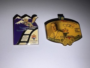 2- 2002 Salt Lake Olympic Games Media Pins -Scarce Bud Greenspan Pins