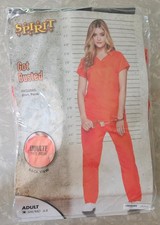 INMATE Spirit Halloween 2 piece COSTUME Size Adult Small GOT BUSTED Jail Prison