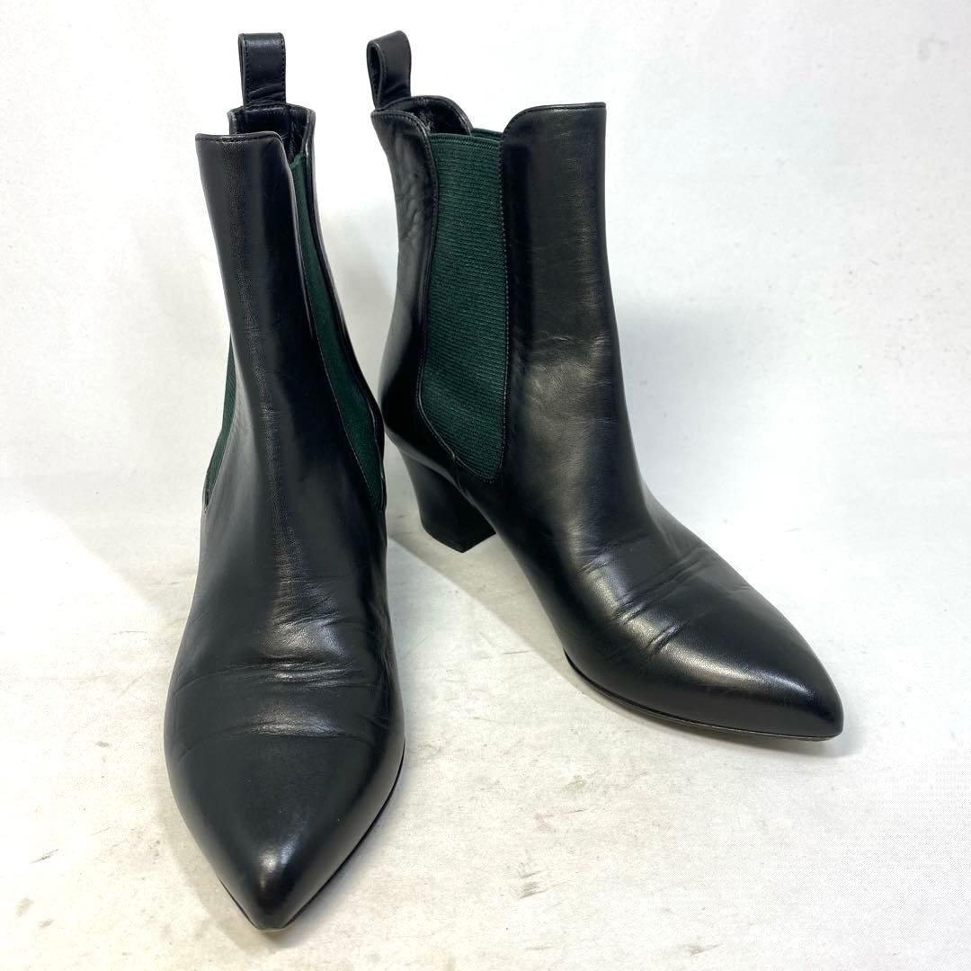 Gucci Side Gore Boots Black X Green Leather Size 34 US About4 For Women