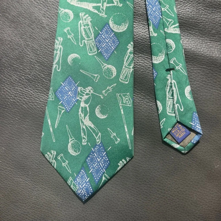 Corbata de cuello Chaps Ralph Lauren 100 % seda temática de golf  Foto 2 de 4