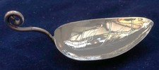 *SCARCE  Antique Georgian Silver Engraved  LEAF  Pattern Tea Caddy Spoon c1800