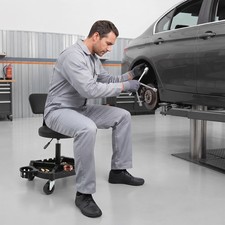 Adjustable Seat Work Shop Stool Chair Swivel Bench Bar Rolling Garage Mechanics