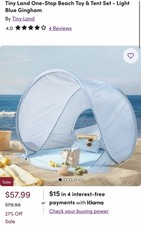 Tiny Land Toddler Beach Tent Light Blue Gingham 1 