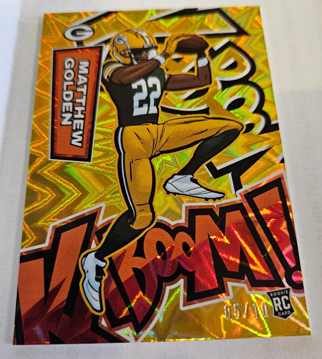 2025 Panini Absolute Matthew Golden Gold Kaboom RC 5/10 Green Bay Packers