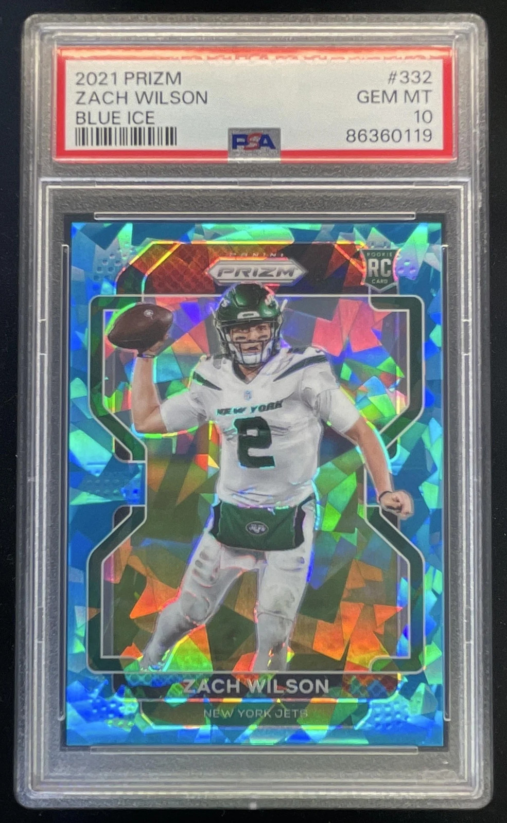 Zach Wilson Panini Prizm #332 Blue Ice