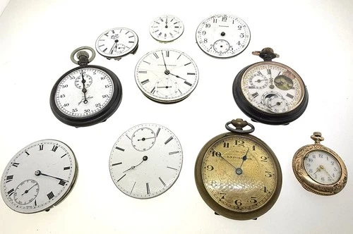 Antique Pocket Watch Lot Elgin Tavannes Reymond Parts Repair + Calendar