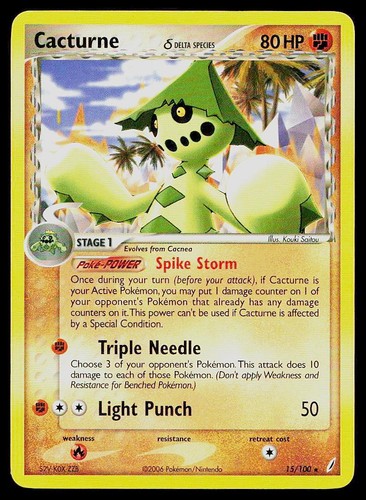 Pokemon Card Crystal Guardians Cacturne 15/100 Rare