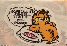 Garfield Sticker Deep Thought Laziness 1978 Vintage Jim Davis 2" Width
