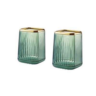 Green Acrylic Makeup Brush Holder 2 PCS Pen Pencil Organizer for Vanity Decor