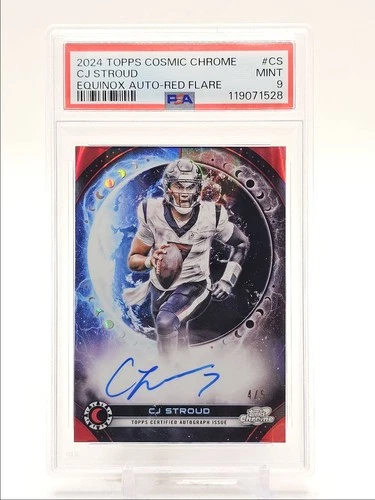 CJ STROUD 2024 TOPPS COSMIC CHROME EQUINOX RED FLARE AUTO /5 PSA 9 Q3976