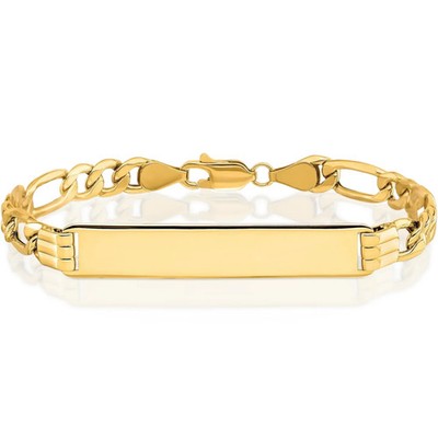 10K massives Gelbgold Figaro Glieder ID Armband