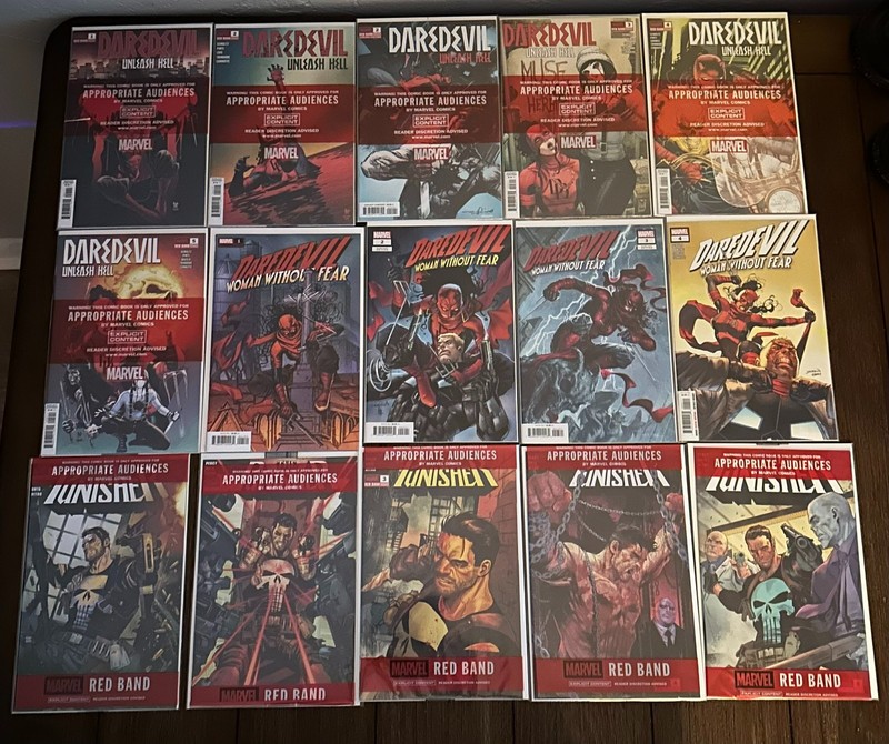 Marvel Red Band Comic Lot (15 Books) Punisher Daredevil Woman Without Fear Set