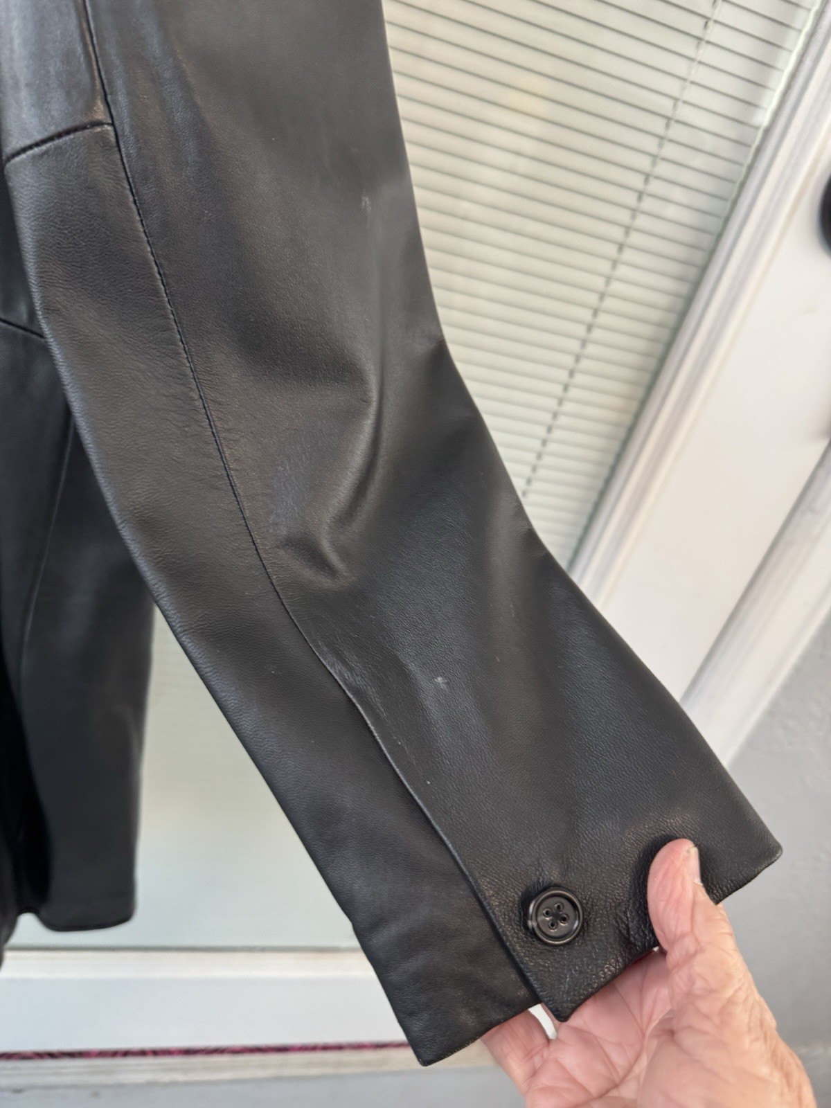 Covington Black Leather Button Jacket OverCoat Fa… - image 14