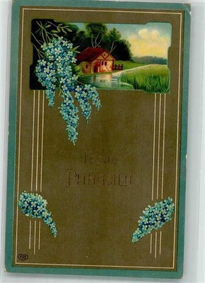 39896015 - Sommerlandschaft Vergissmeinnicht Jugendstil E.A.S Pfingsten 1909