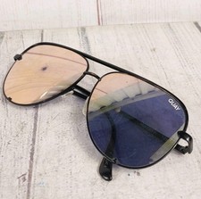 WELL-USED, Quay High Key 126 Sunglasses - BLACK Frames, Mirrored Lenses Aviator