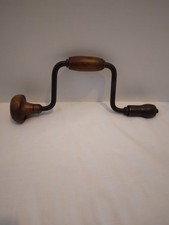 ANTICO TRAPANO A MANO DA FALEGNAME 13" TUTORE NO PUNTA INCLUSO METALLO CON MANICI IN LEGNO