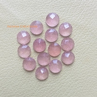 Pink Strawberry Quartz Round Rose Cut 5mm To 20mm Natural Loose Gemstone