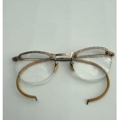 ANTIQUE VINTAGE 1920's EYEGLASSES COC 1/10 12 KGF Gold filled semi rimless USED