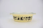 Vintage Pyrex Mod Kitchen 1958 Promo Oval Casserole Dish Yellow/Black 043 1 1/2