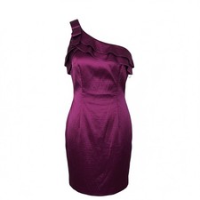 NV Espectrum Dress Womens 4 Purple Plum One Shoulder Ruffle Cocktail Party