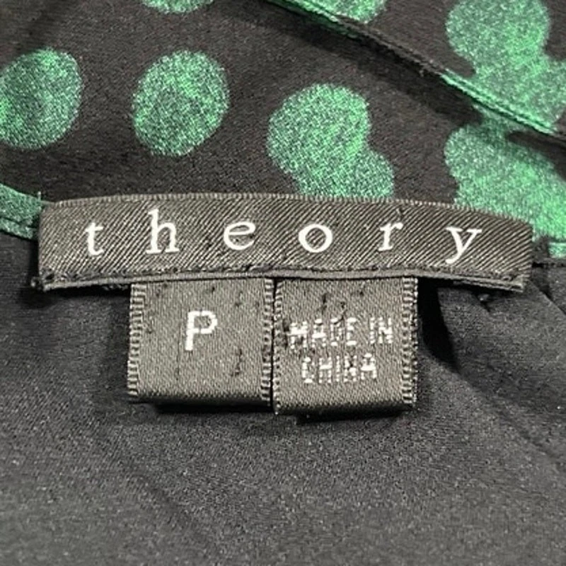 Theory 绿色黑色 100% 真丝波尔卡圆点圆领吊带背心 S 码 — 第 4/4 张图片