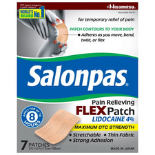 Salonpas Pain Relieving FLEX Patch Lidocaine 4%, 7 Count (Pack of 1)