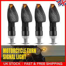 4Pcs Motorcycle LED Turn Signal Lights Amber Indicator 10mm Bolt Smoke Lens New