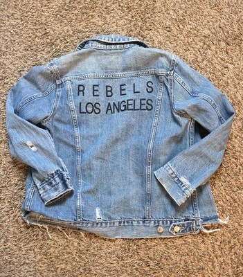 Lucky Brand Womens Large Denim The Tomboy Trucker Distressed Jacket Small