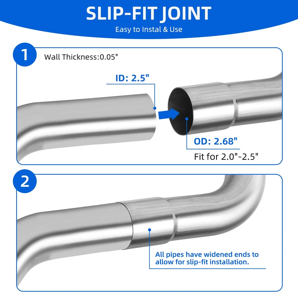 2.5" Straight Bend DIY Custom Mandrel Exhaust Pipe For Dodge Challenger 1970-83 - Image 4 of 4