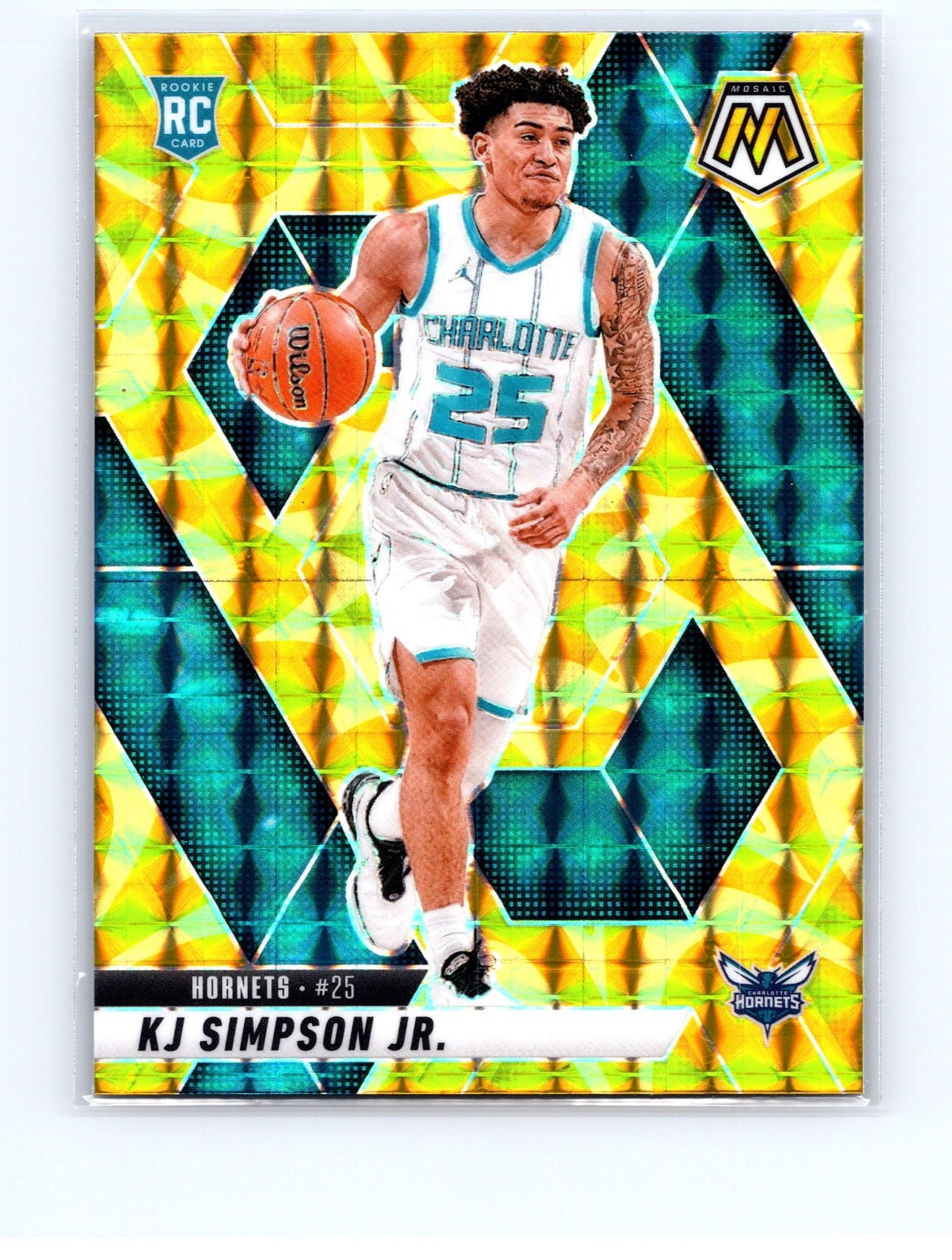 2024-25 Panini Mosaic - KJ Simpson Jr. #239 Reactive Yellow Mosaic Prizm (RC)