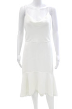 Alice + Olivia Women's Spaghetti Straps High Low Hem Midi Dress White Size 10