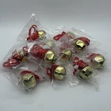 Christmas Jingle Bell Necklaces Gold Design Snap Closure Set Lot Of 12