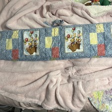 Blue Jean Teddy Bear Valance Basket Balloons Blue, Red, Yellow Pink Green