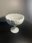 Vintage 7.5" Indiana Milk Glass White Teardrop Pedestal Fruit Bowl