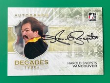 HAROLD SNEPSTS (CANUCKS) 2010-11 ITG DECADES 1980s ON CARD AUTOGRAPH CARD A-HS