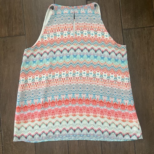 Lightweight Sleeveless St. Tropez West Orange and Blue Pattern Blouse sz Medium - Picture 5 of 5