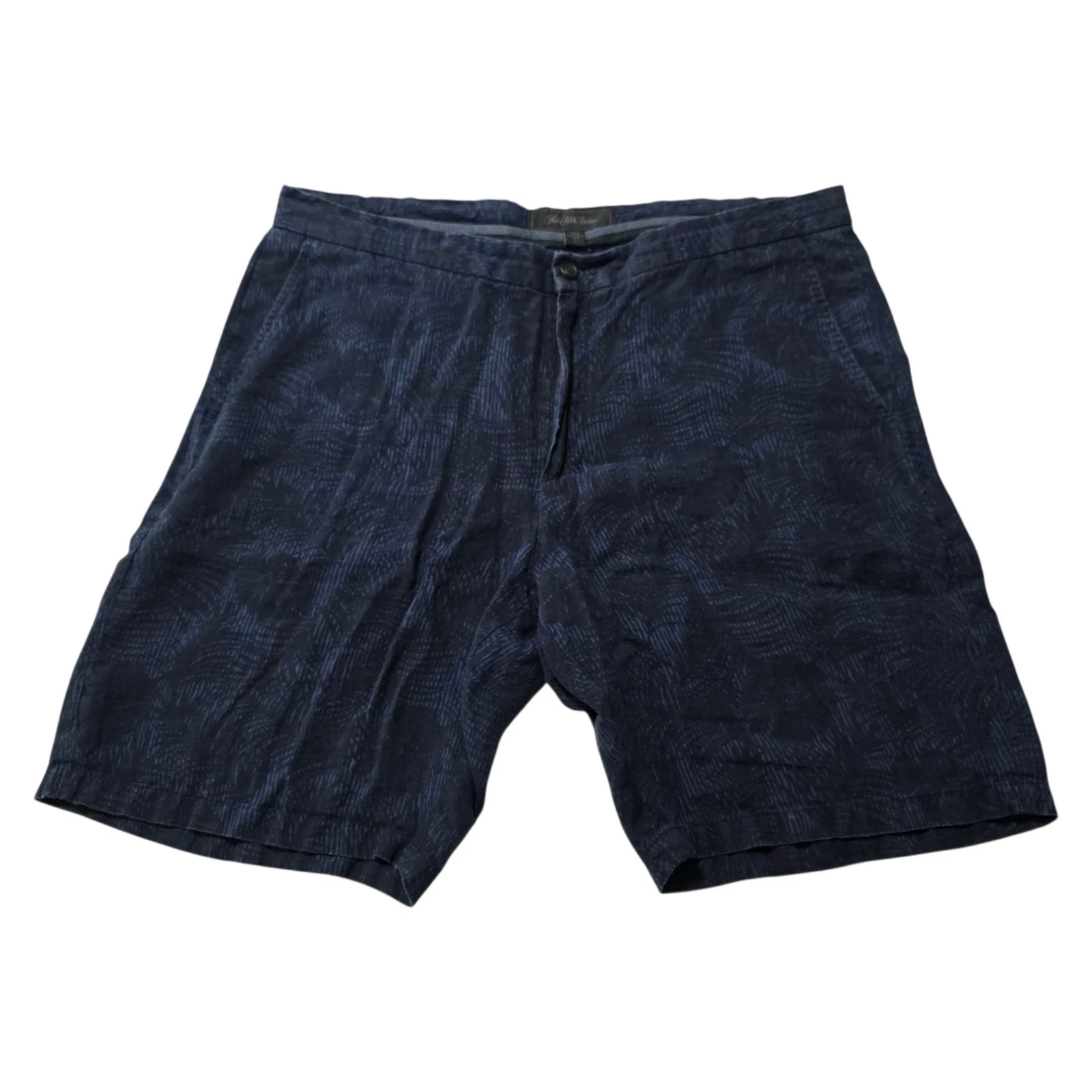 Saks Fifth Avenue Linen Shorts Mens 34 Blue Textured Italy Casual Summer