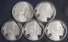 FIVE (5) INDIAN BUFFALO 1 OZ .999 SILVER ROUNDS ( 5 OZ TOTAL)  LOT 180837