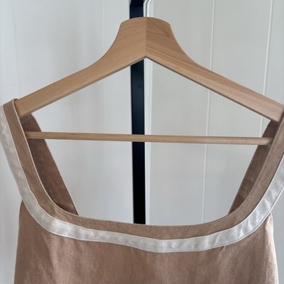 7 For All Mankind Women Med Tan Linen Blend Crop Top Tank Back Zip Boho Chic NWT