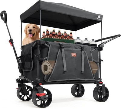 EVER ADVANCED Bollerwagen Grau Faltbar 225L 150kg Dach Bremse Breite Räder